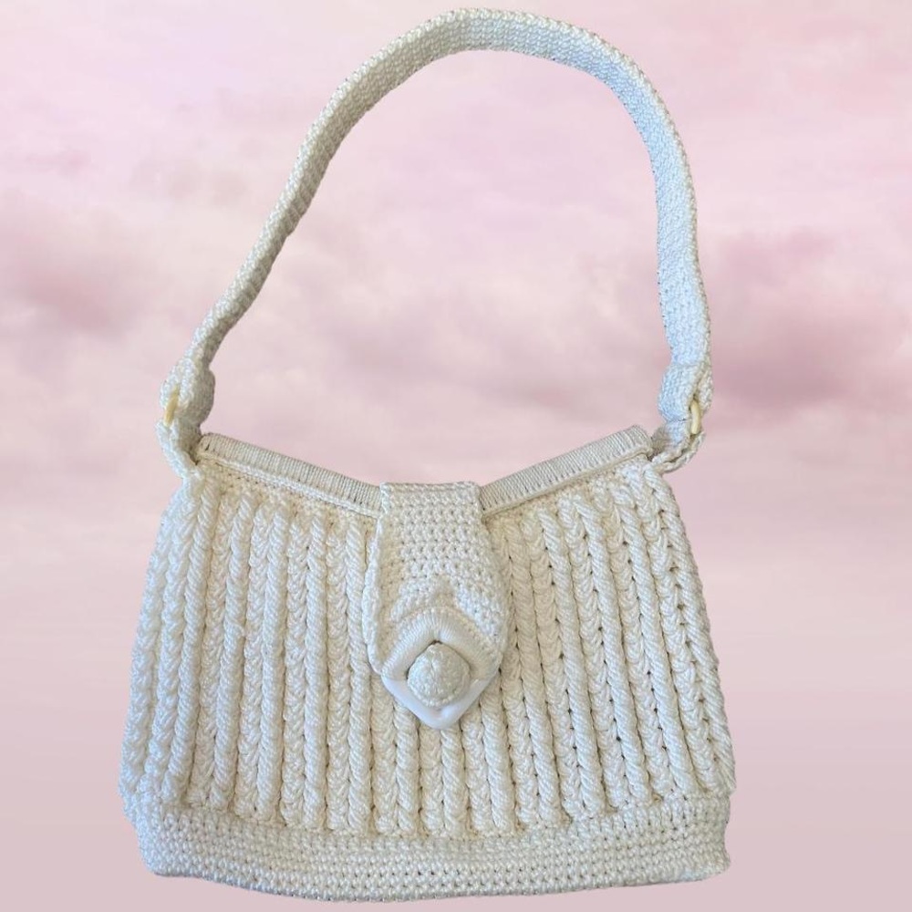 Vintage Crochet Macramé Knit 60s 70s Purse